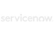 The image shows a white ServiceNow logo on a black background.